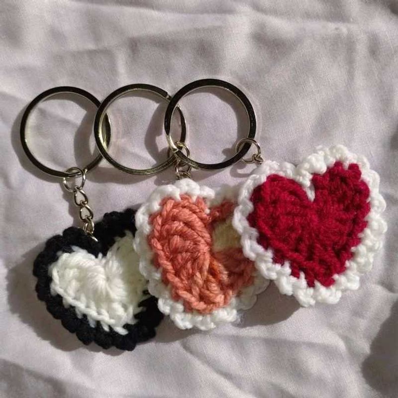 Heart Crochet Keychains