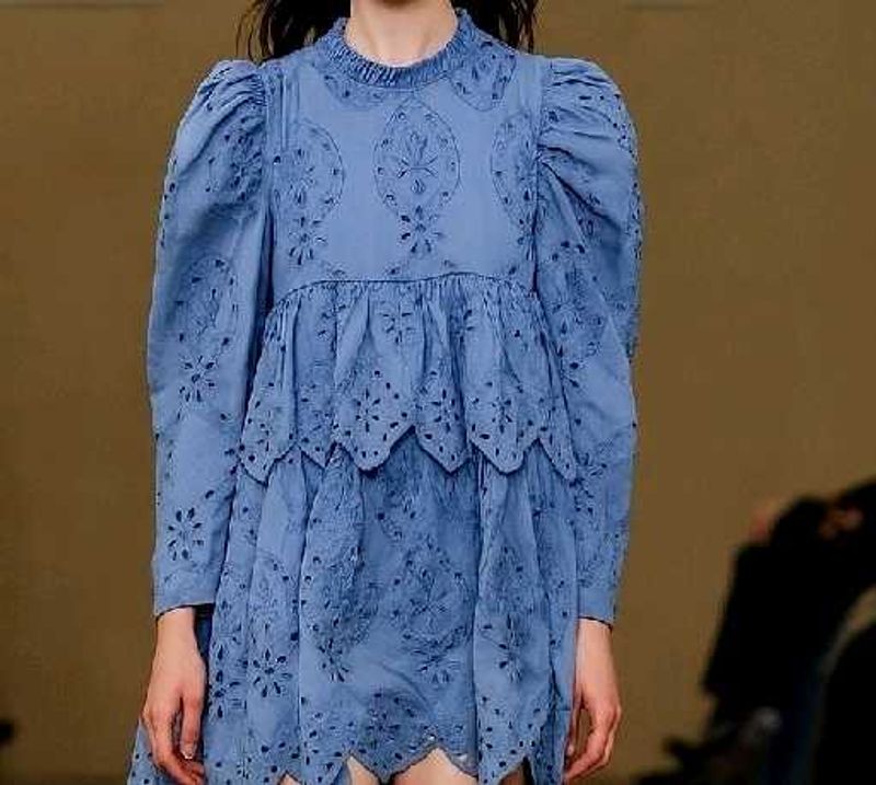 Blue Broderie Anglaise Mini Dress