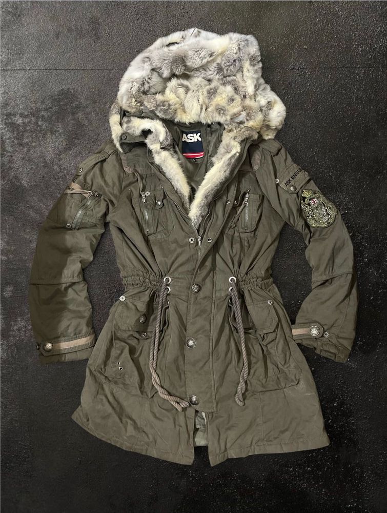 ASK Military Fur Hooded Long Jacket