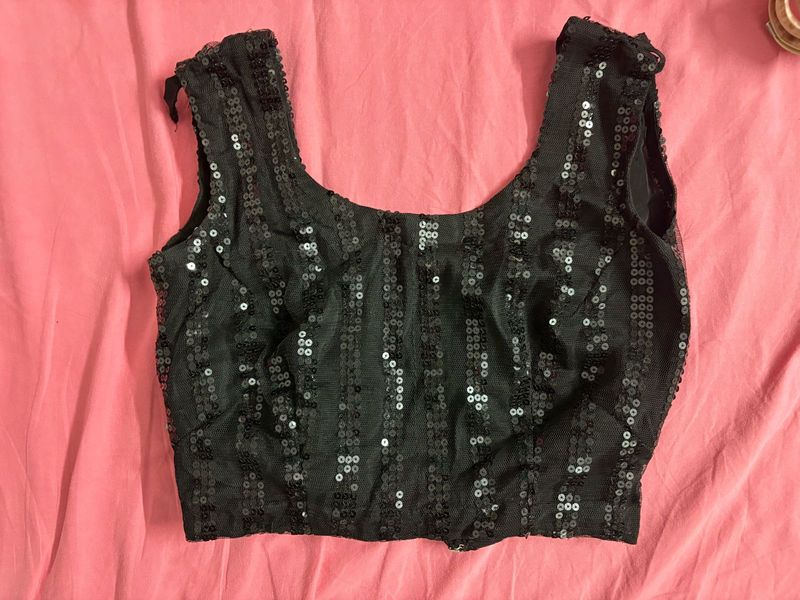Sparkling Black Sequin Blouse