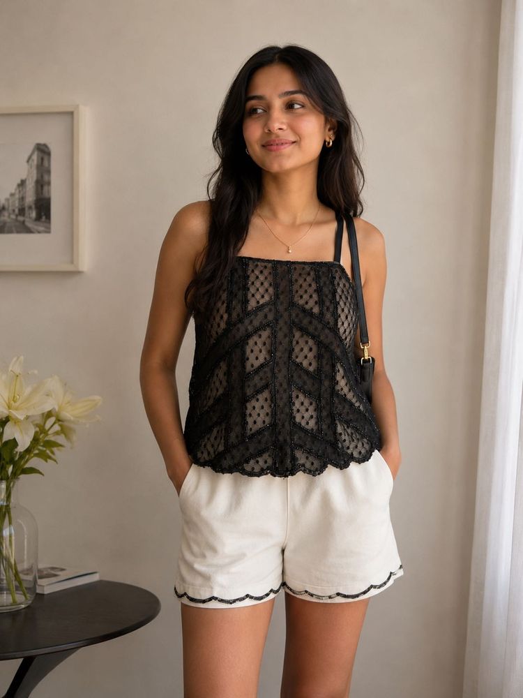 Chic Black Lace Camisole Top
