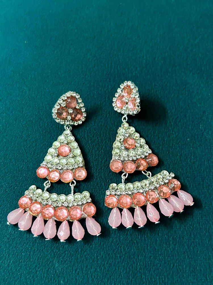 Sparkling Pink Tiered Dangle Earrings