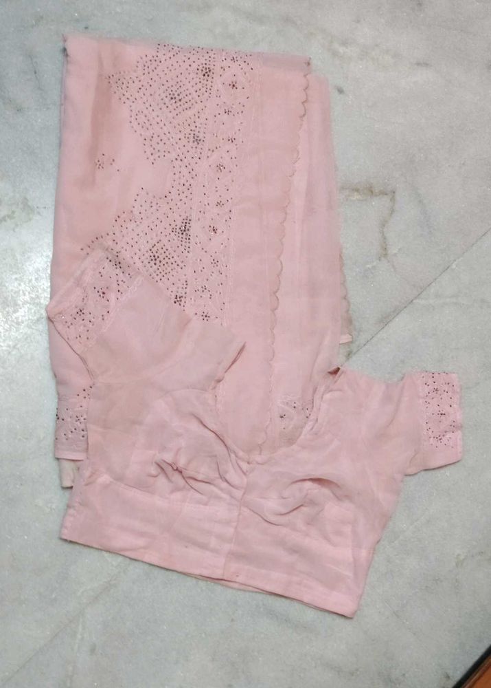 Elegant Pink Saree with Blouse