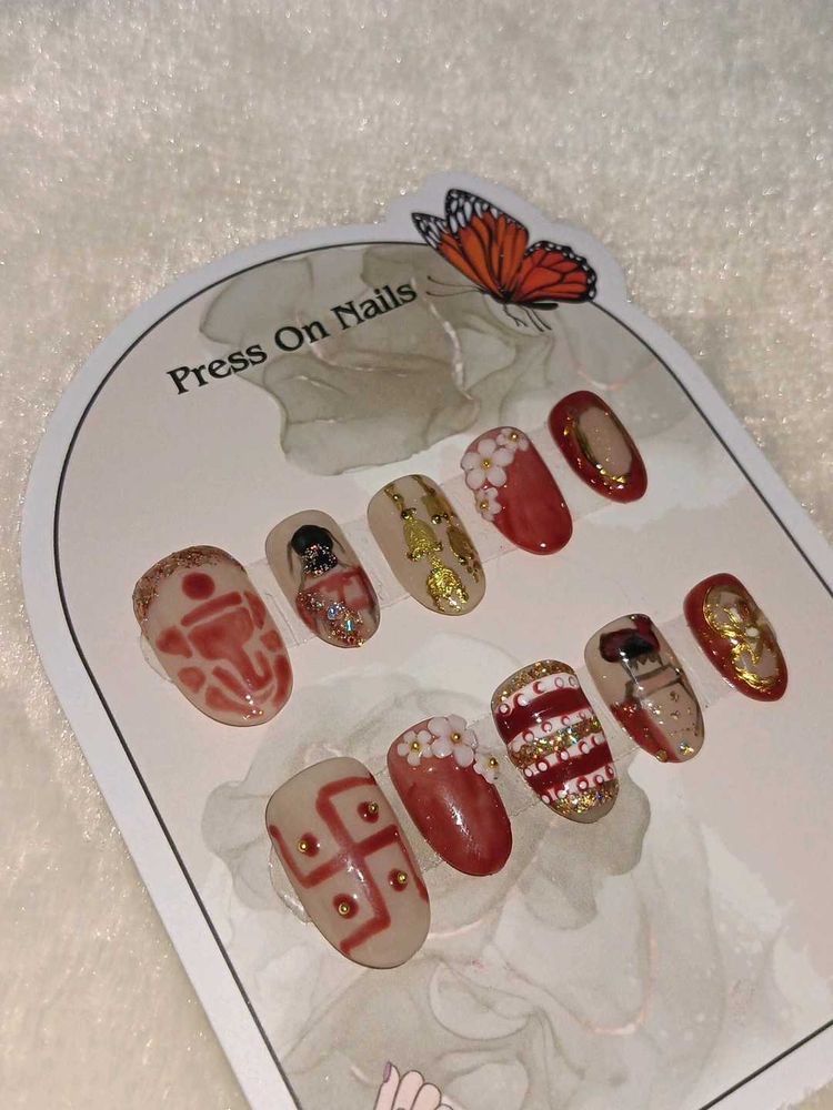 Unique Indian Inspired Press-On Nails♥️