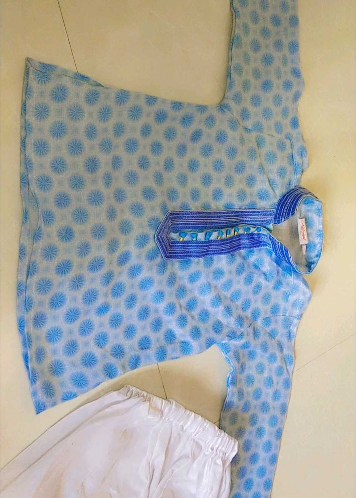 3 Combo Blue Floral Cotton Kurta Pajama Set