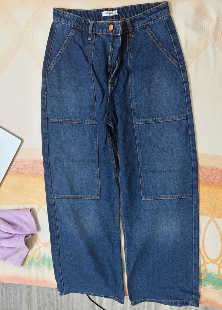 Freakins Blue Denim Cargo Pants