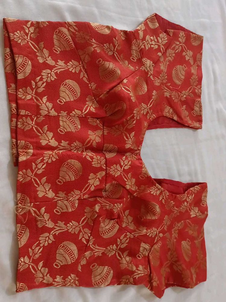 Stunning Red &amp; Gold Brocade Blouse