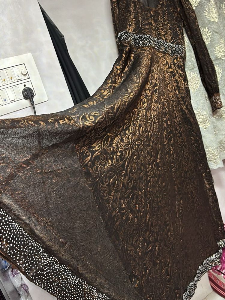 Elegant Embellished Black &amp; Gold Gown