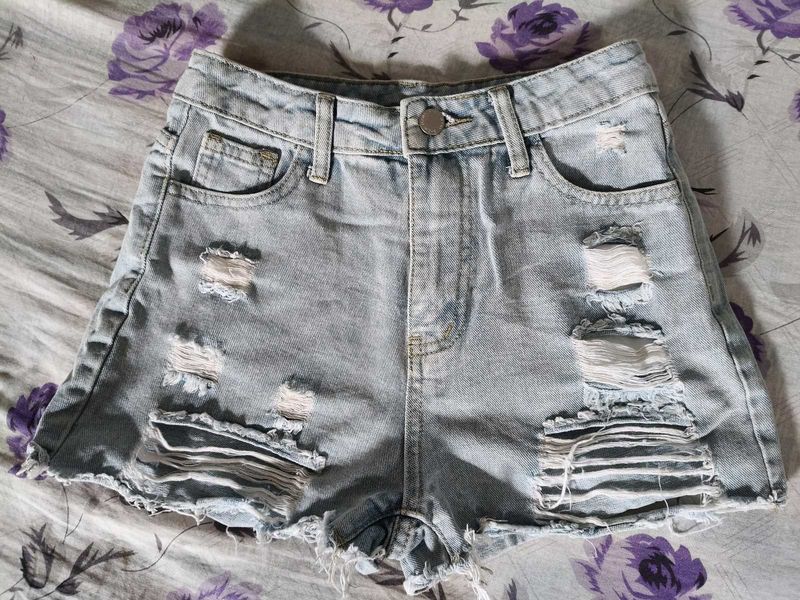 Distressed Denim Shorts