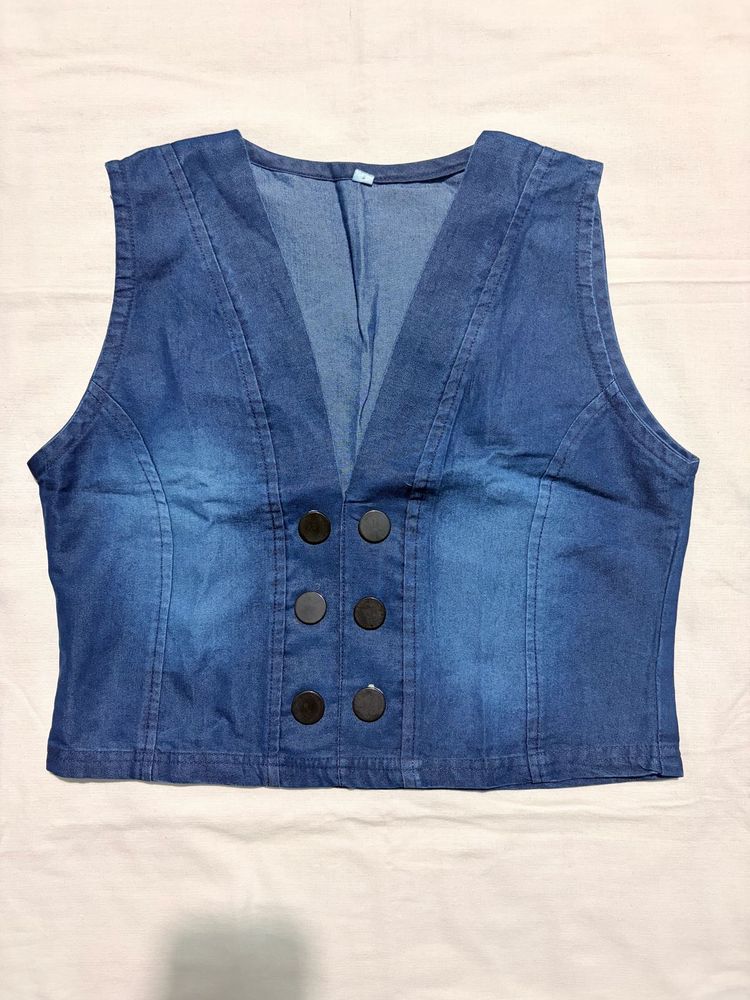 Denim Crop Vest