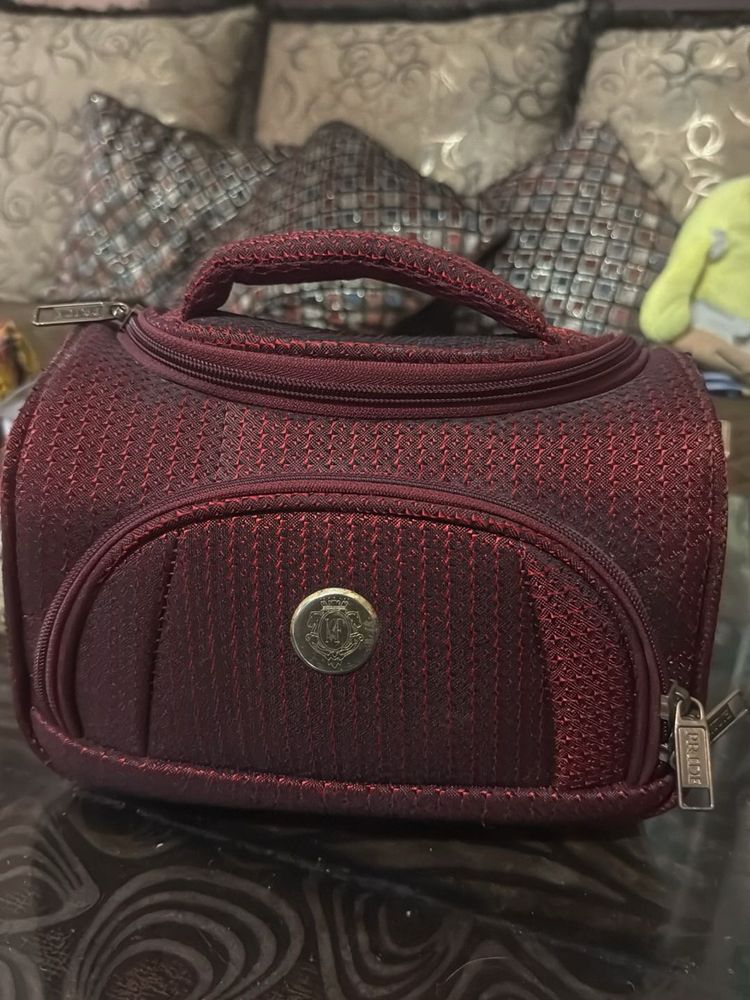 Maroon Textured store cosmetic Vanity Bag