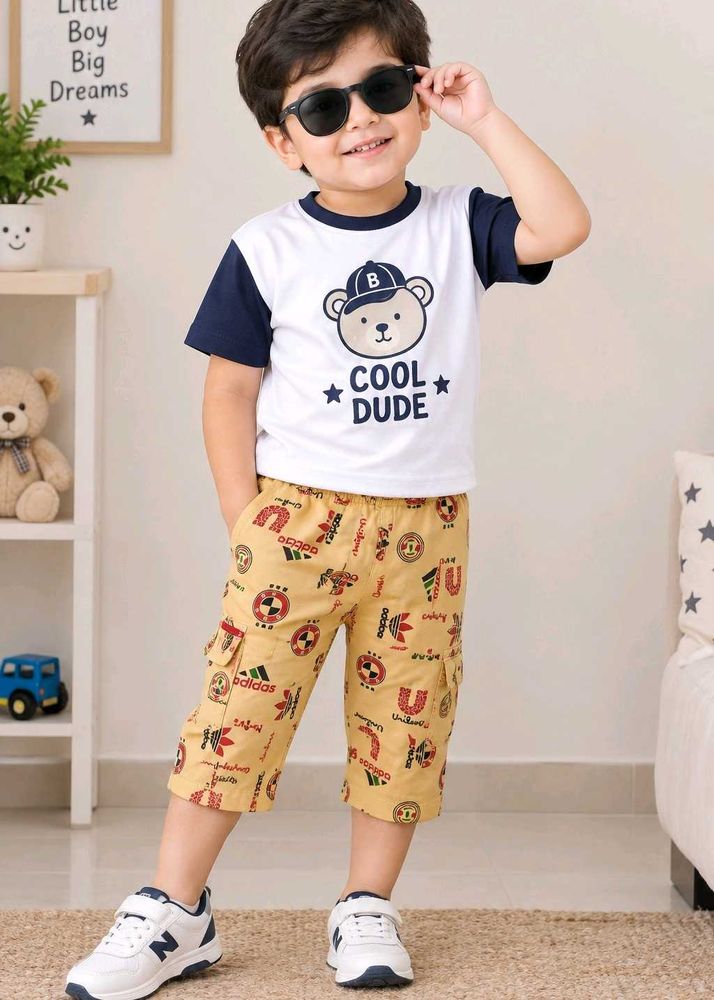 kids t-shirt pant+ capri 🩳 combo just RS.350/-