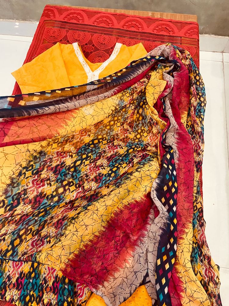 Vibrant Printed Kurta Set with Dupatta