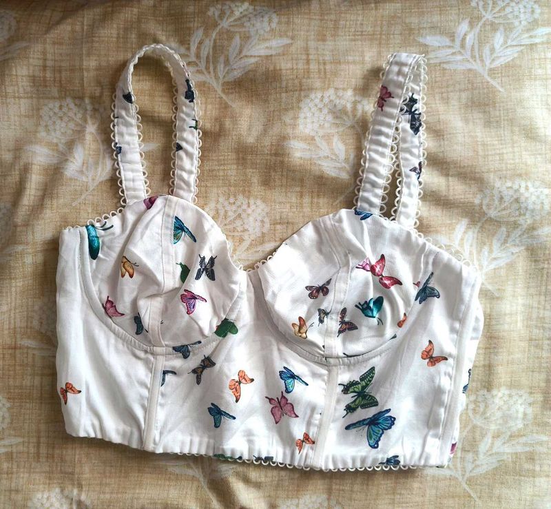 Cute Butterfly Print Corset Bra