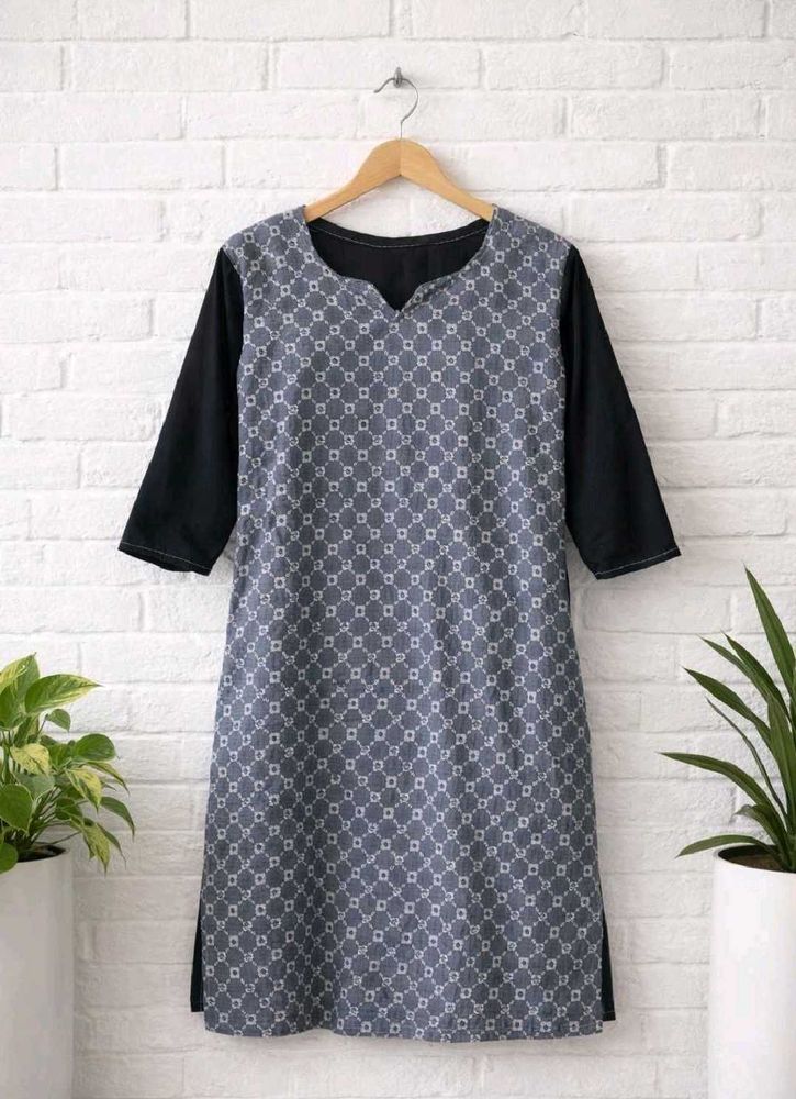 Stylish Grey Printed Kurta