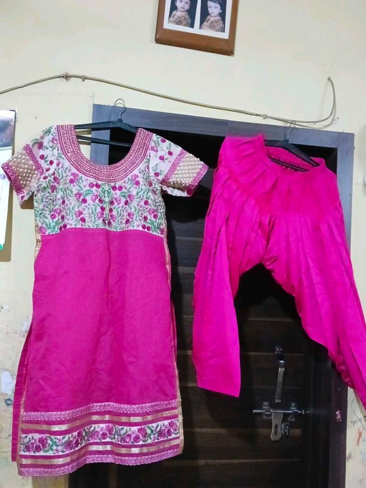 Vibrant Pink Embroidered Kurta Set