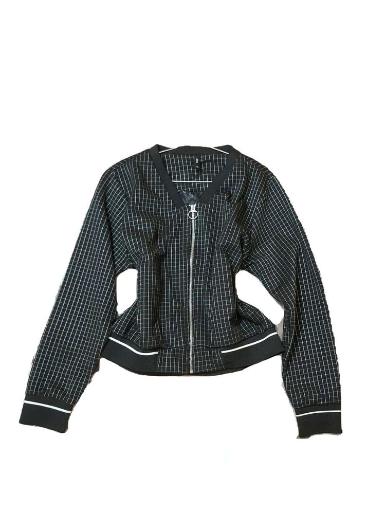 Checked Bomber Jacket