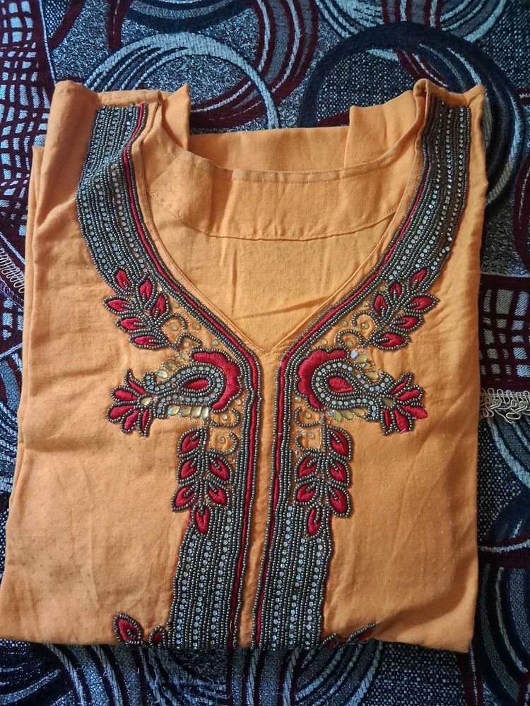 Embellished Orange Kurta