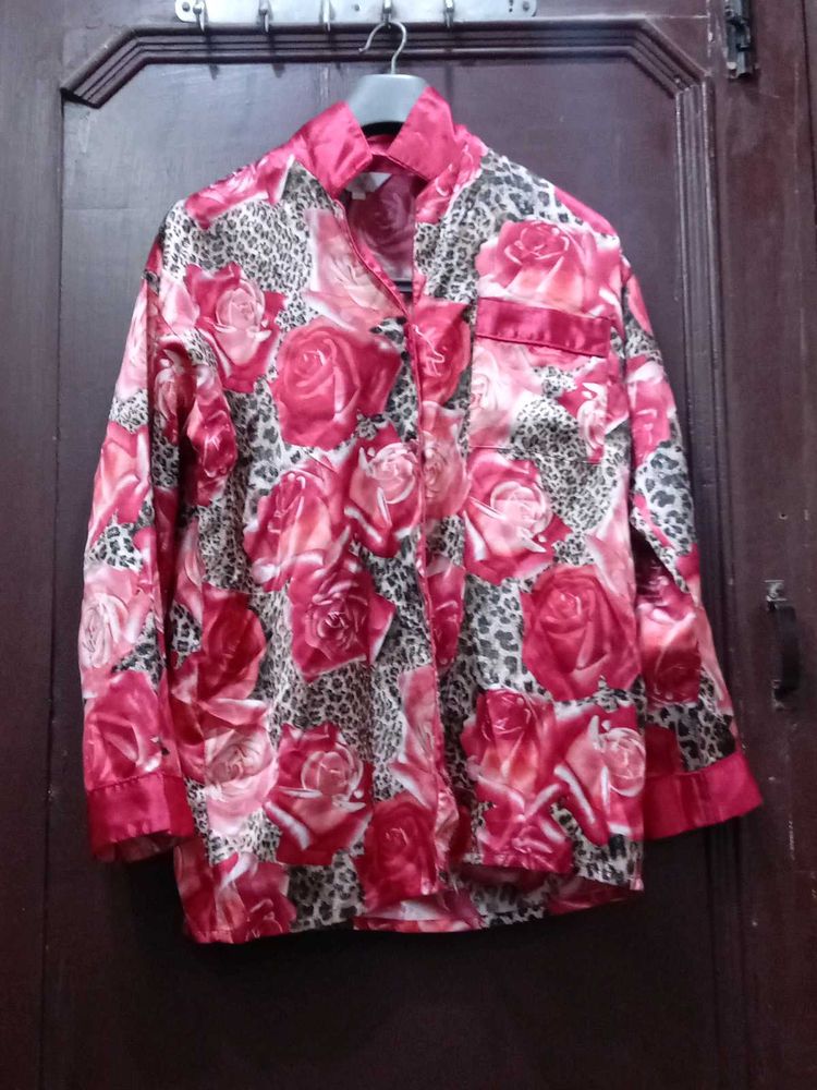 Floral Satin Pajama Top