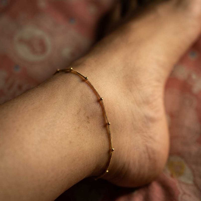 Delicate Gold Plated Bead Anklet