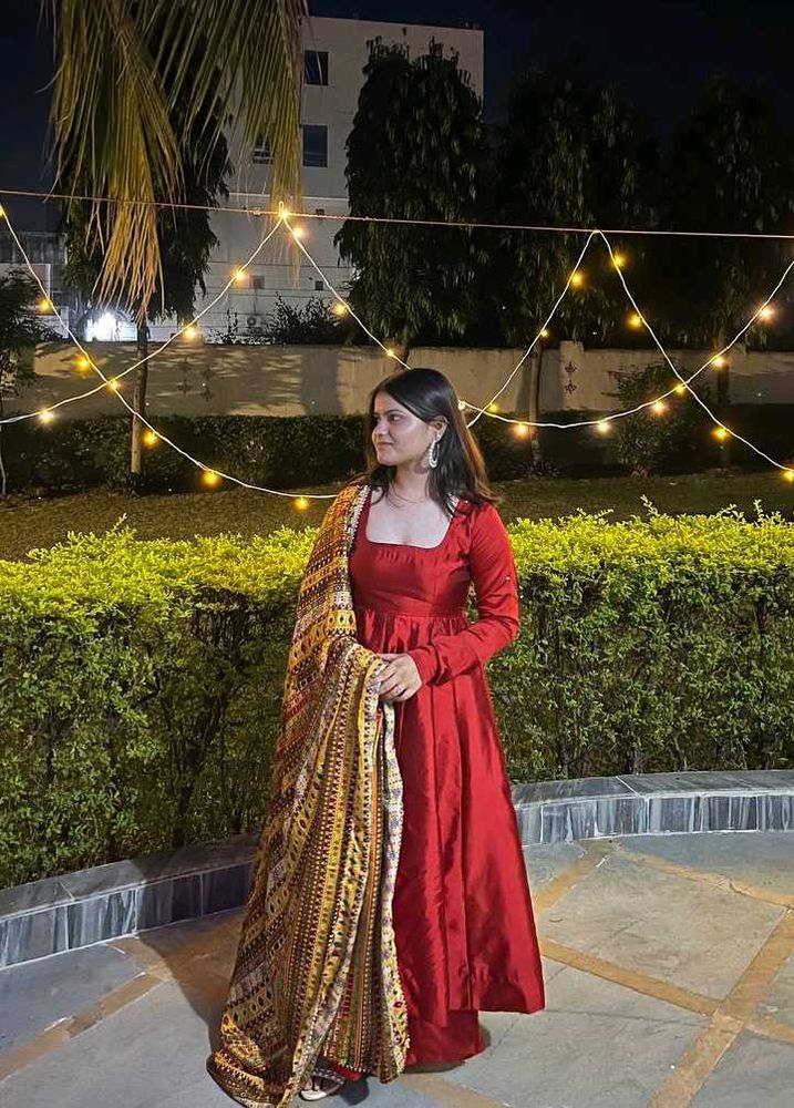 red anarkali suit