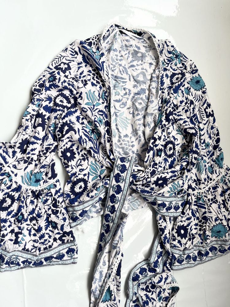 Boho Floral Print wrap top
