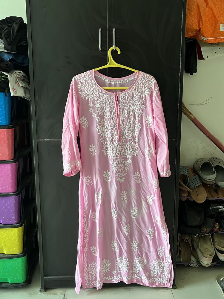 Chikankari Pink Kurta