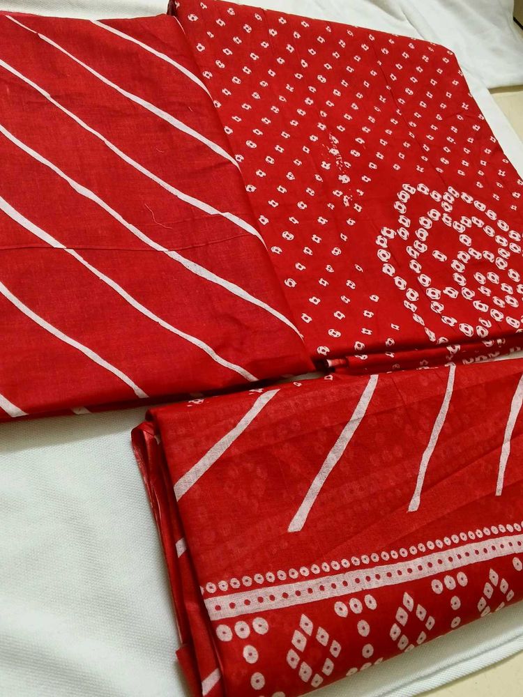 Red Bandhani Dress Material