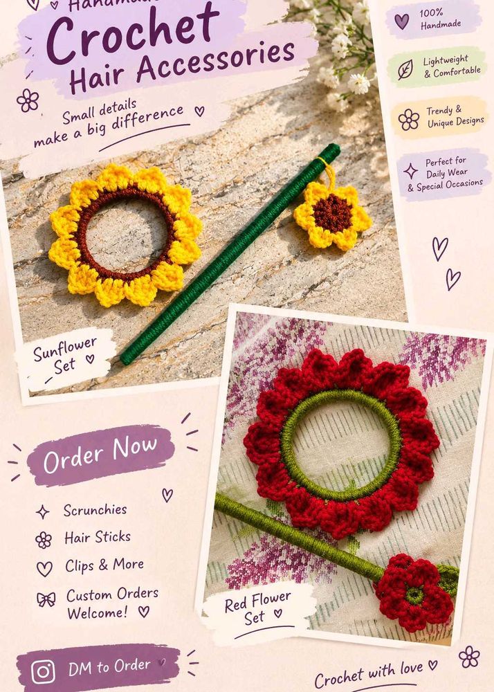 Handmade Crochet Hair Accessories Set