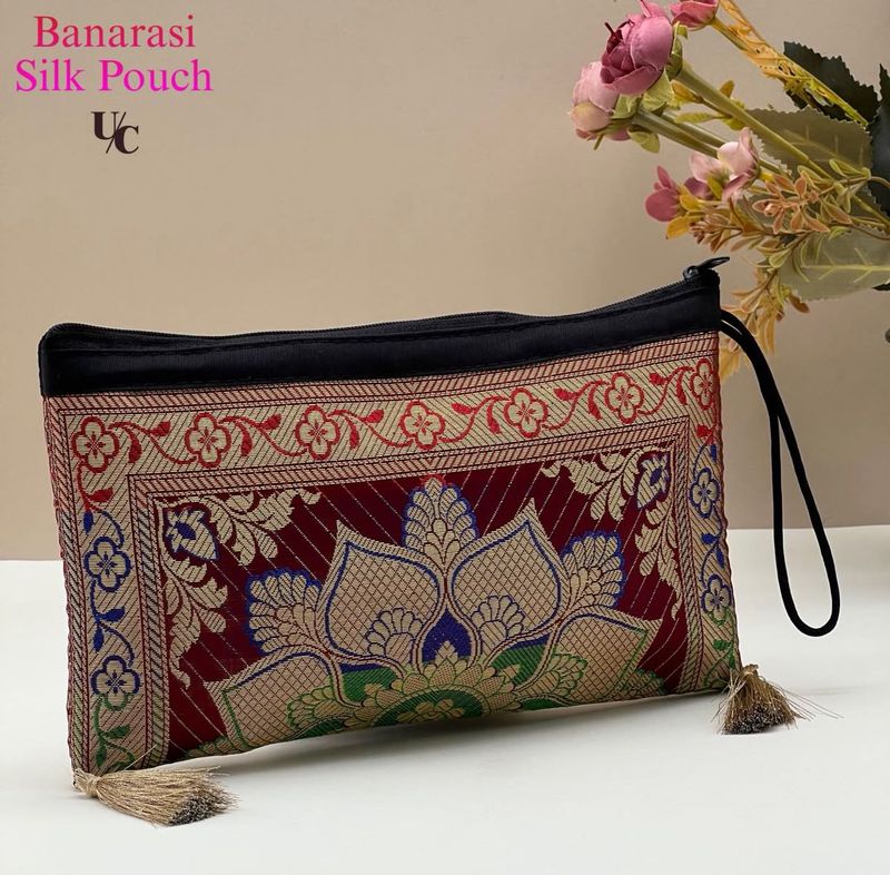 Banarasi Silk Pouch Clutch Bag