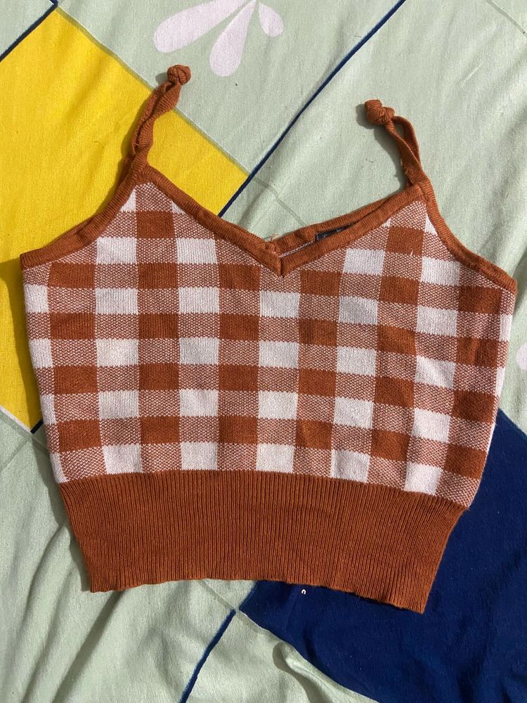 Cute Gingham Pattern Crop Top