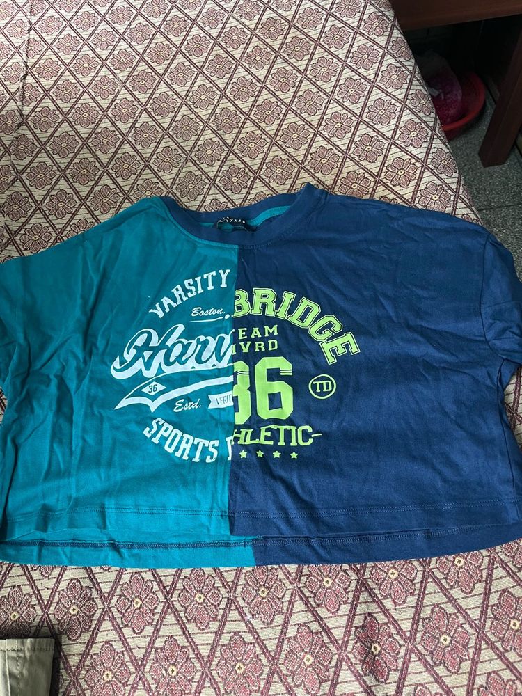 Split Color Graphic Tee