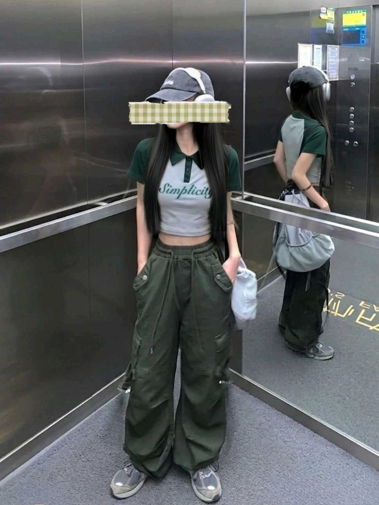 Green Ribbed Crop Top