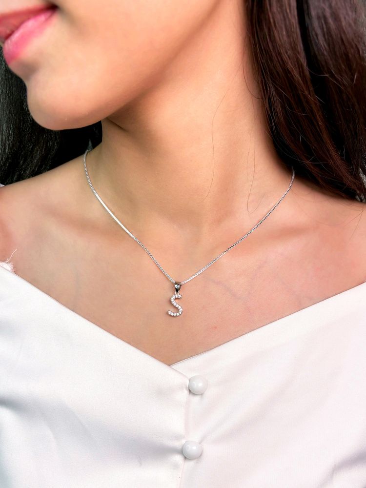 S Letter Chain Pandent Pure Silver 925