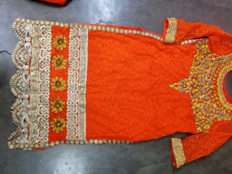 Stunning Orange Embroidered suit