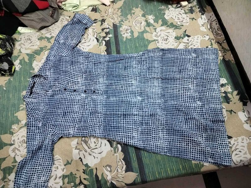 Blue Plaid Button-Up Kurti
