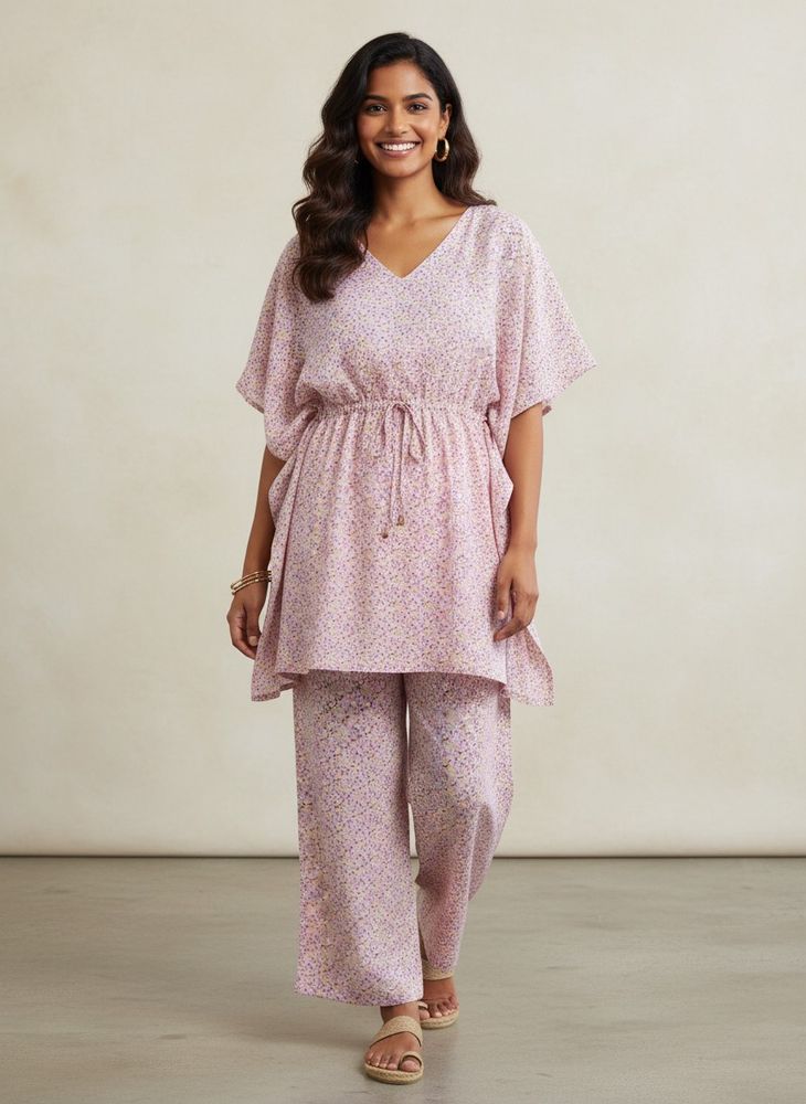 Pink Kaftan Co-ord Set💖(Top And Pant)