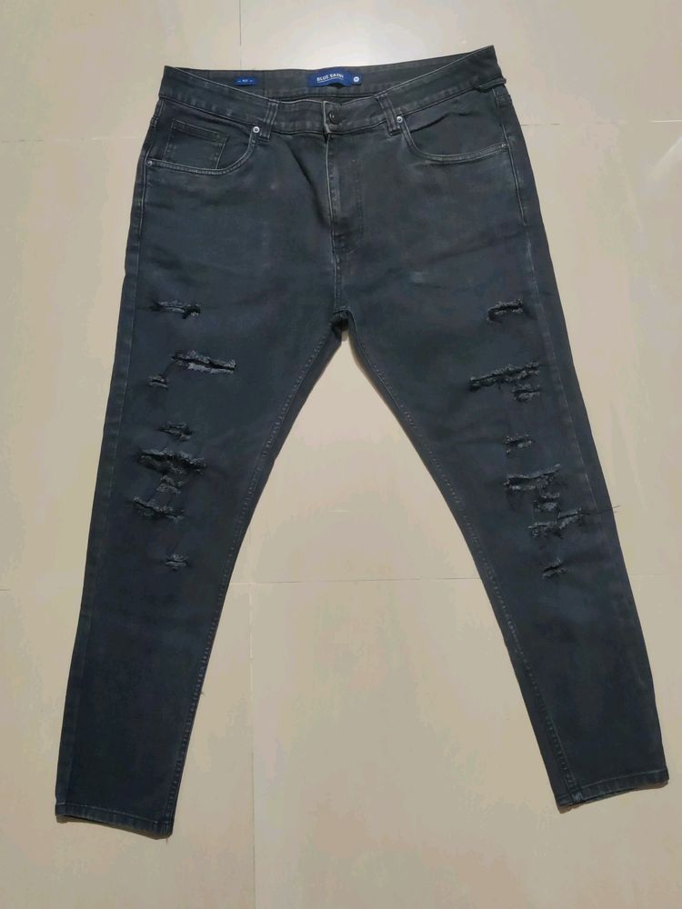 Blue Saint Black Distressed Denim Jeans