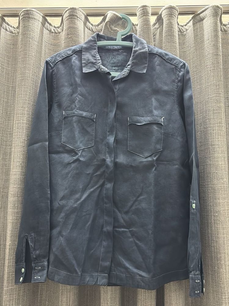 M&amp;S Navy Blue Long Sleeve Shirt