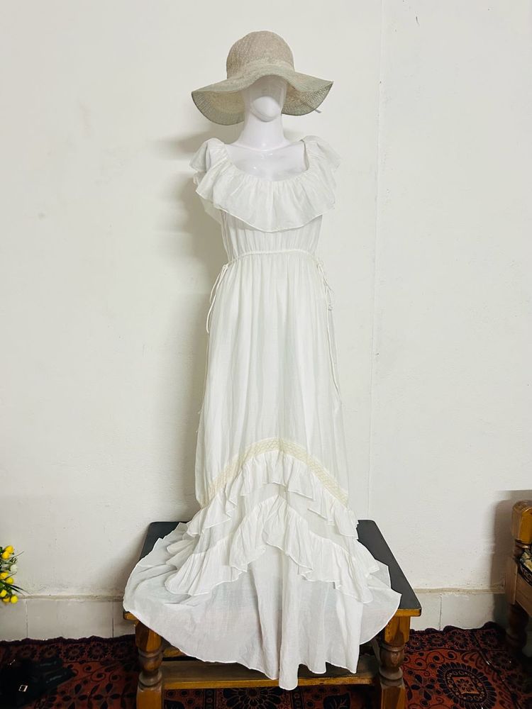 *transparent* White Ruffle Maxi