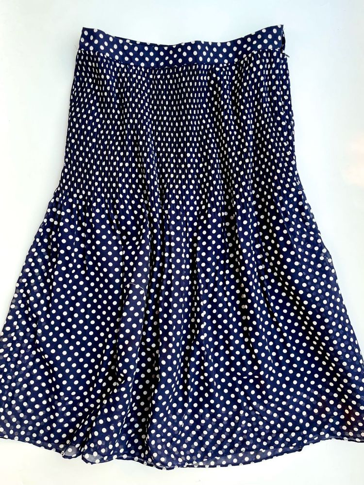 Navy blue Polka Dot Midi Skirt