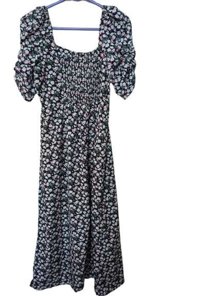Floral Print Smocked Midi Dress