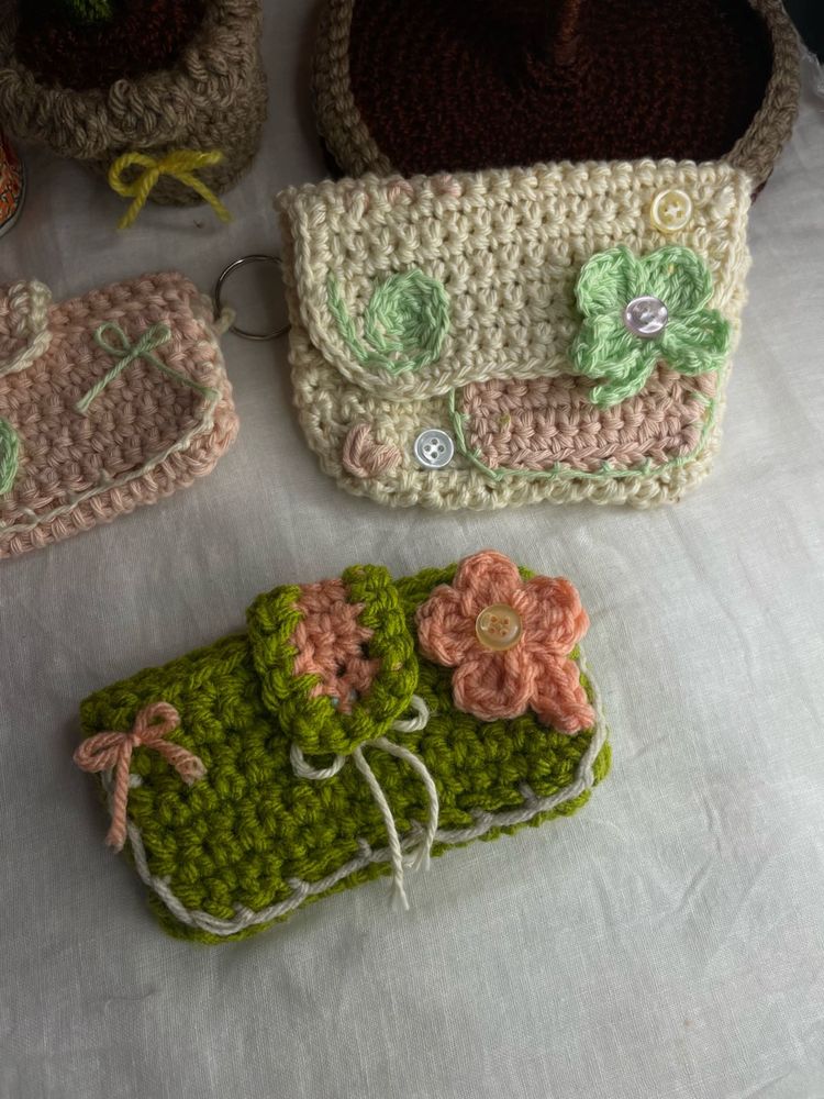 Crochet Pouch and wallet Set
