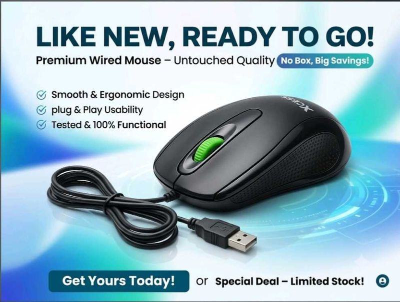 Like-New XCESS USB Optical Wired Mouse | Barely Us