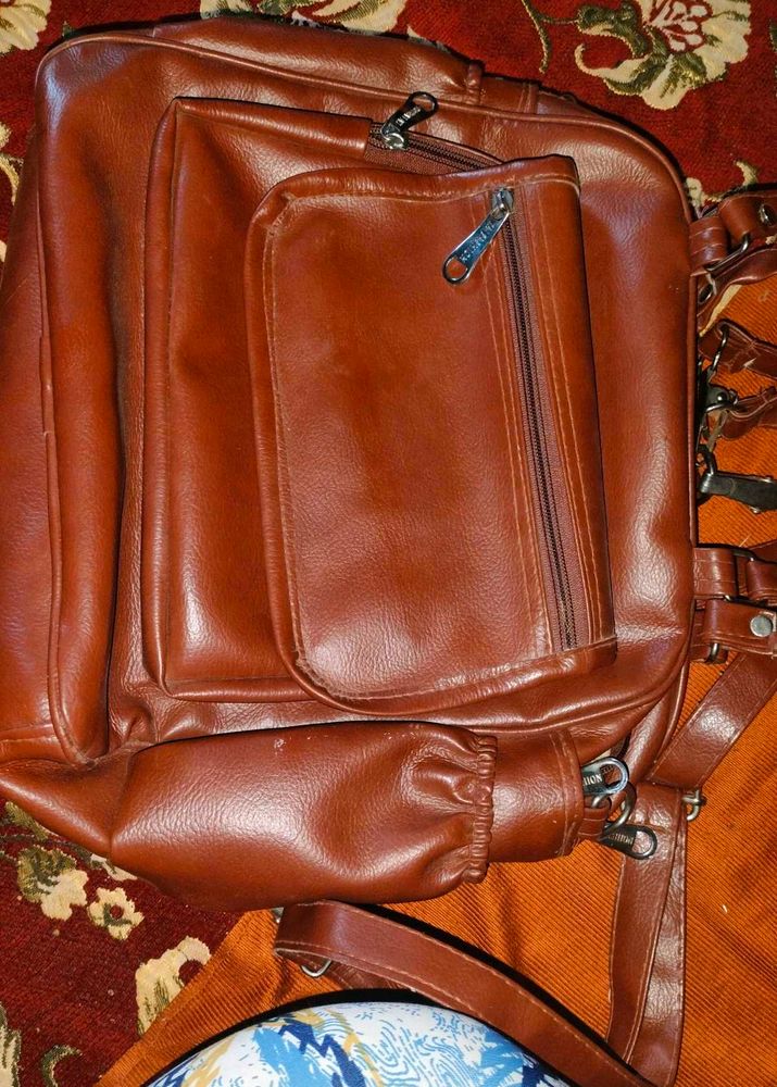 Vintage Brown Leather Laptop Bag