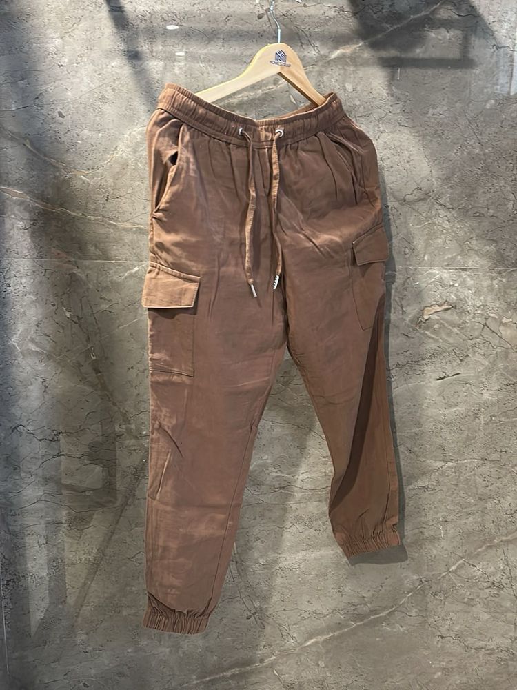 Brown Cargo Jogger Pants