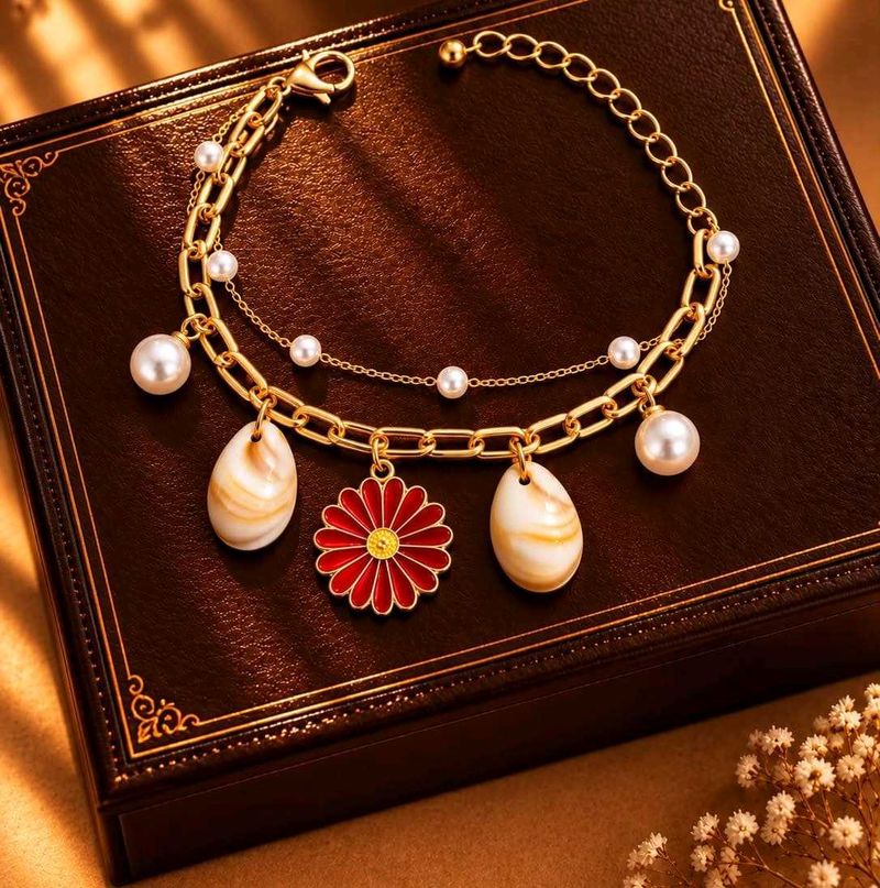 Anti Tarnish Double Layer Bracelet with Charms