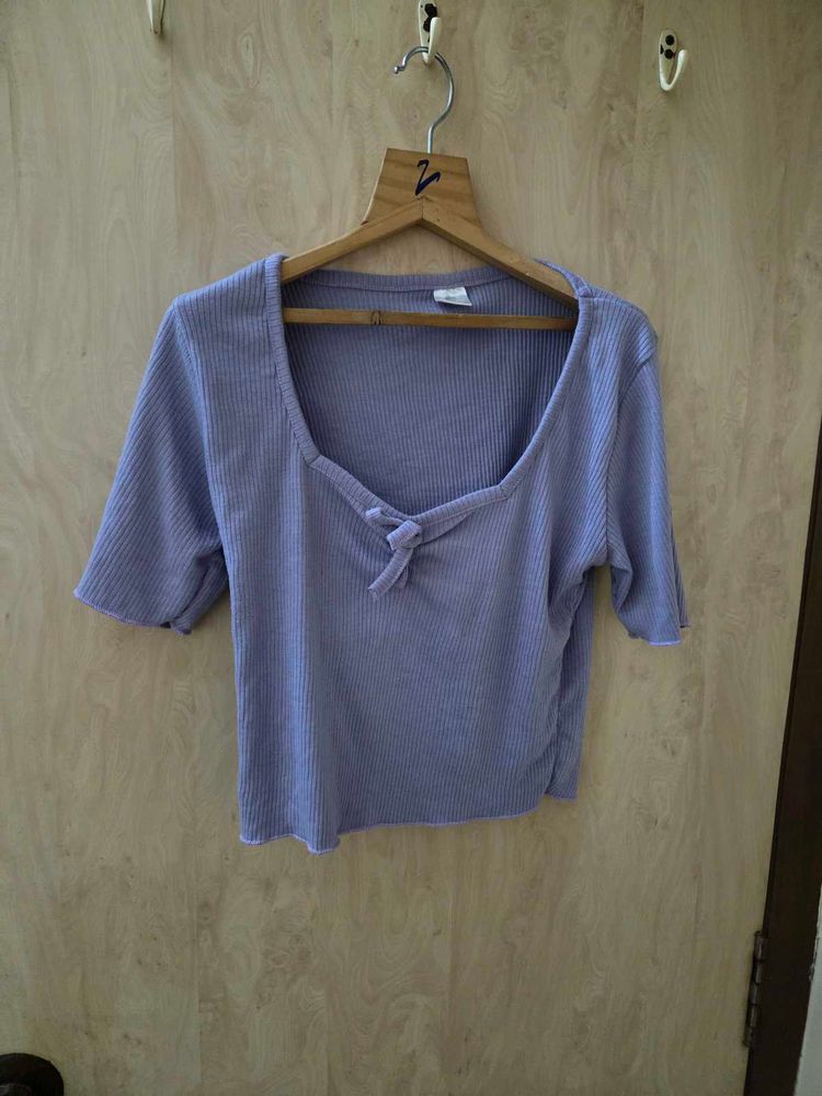 Lavender Ribbed Knit Top