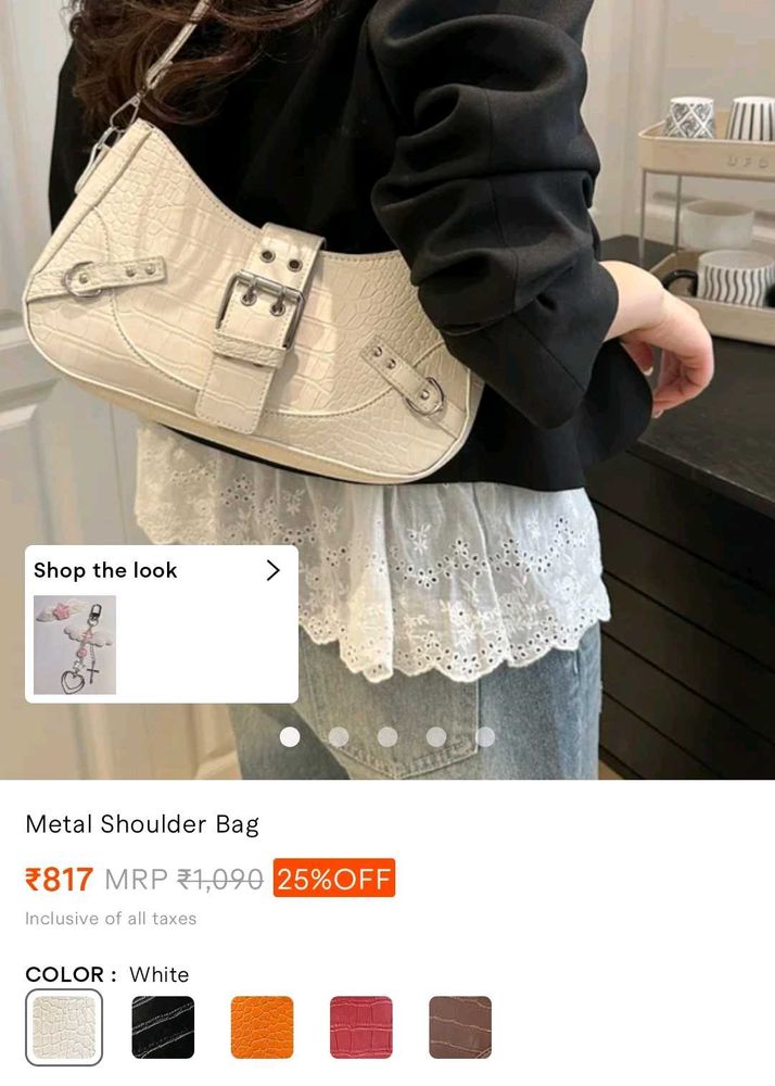 Chic White Embossed Shoulder Bag