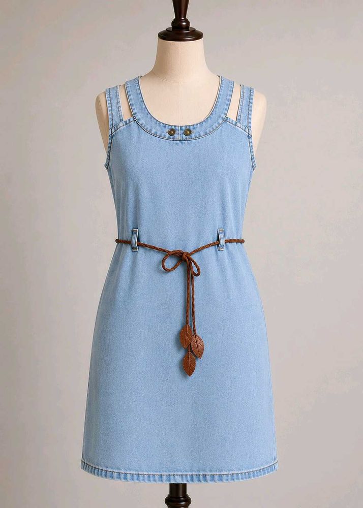 Light Wash Denim Knee length Midi Dress